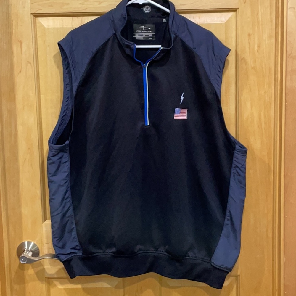 Page & Tuttle black blue vest zipper front 2XL